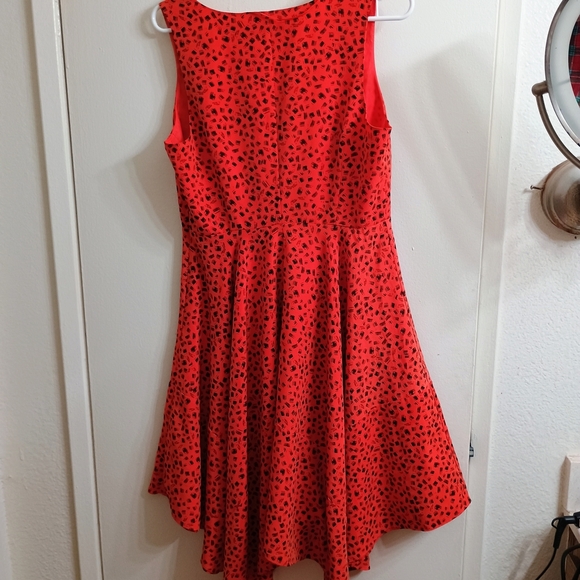 Orange & Black Polka Dot Sleeveless Dress - Picture 3 of 6